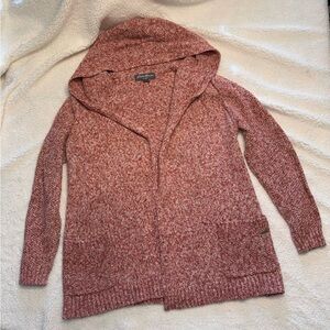 Eddie Bauer Red Marled Hooded Cardigan